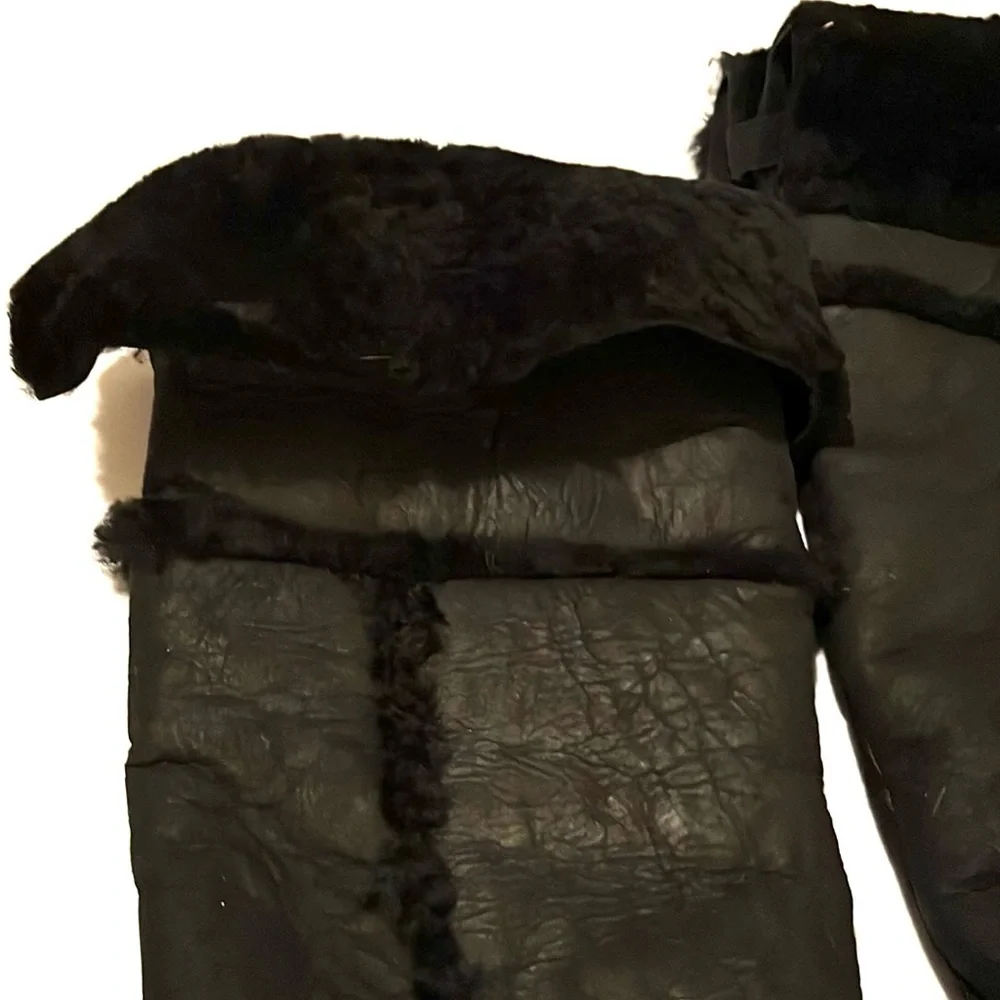 Diane Von Furstenberg size 10 black leather shearling lined over the knee boots